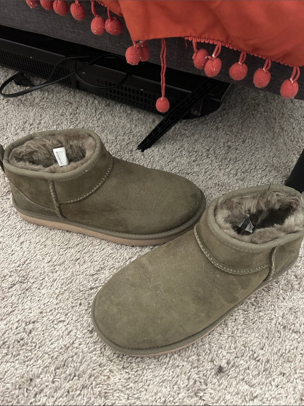 UGG Olive Suede Cozy Slip-On Slippers - Picture 2 of 2